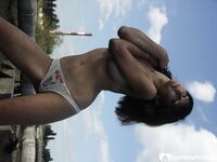Smoking teen posing naked by the lake - Photo #24