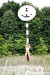 Lovely blonde posing naked at the water station - Photo #7