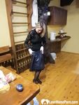 My wife loves to tease in black stockings - Photo #1