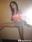 Astonishing skinny brunette flashes her juicy titties - Photo #9