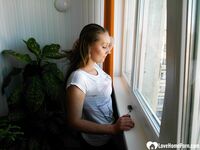 Sister's friend plays with a big plug - Photo #11