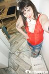 Brunette teen teasing in stockings in the bedroom - Photo #10