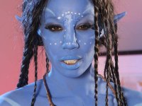 Cosplay beauty Misty Stone takes cock in nothing but blue body paint - Photo #1