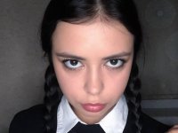Pretty brunette teen Molly Lo changes into a Wednesday Adams look - Photo #20