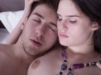 Dark haired teen Soko A has sex with a boy on a bed before they hug outside - Photo #12