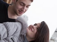 Dark haired teen Soko A has sex with a boy on a bed before they hug outside - Photo #20