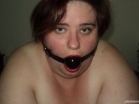 Fat submissive mature LaLa Delilah squeezes her big tits while cuffed - Photo #14