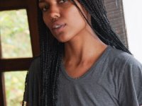 African model Sofia Cuty teases with her huge natural tits & hairy beaver - Photo #1