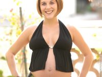 Pregnant lady Violet exposes her boobs and fondles her swollen vagina - Photo #2