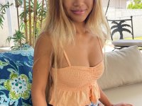 Petite Asian babe Clara Trinity shows her lickable shaved pussy up close - Photo #1