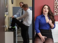Horny BBW secretary Lola Foxx gets a thick facial after sexy office anal bang - Photo #2