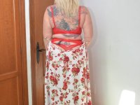 Older blonde BBW Melody plays with her large boobs in her bedroom - Photo #10