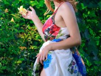 Big titted teen Dakota Pink strips her wonderful dress & poses naked outdoors - Photo #1