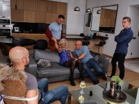 Horny granny sports a pearl necklace after entertaining a group of men - Photo #11
