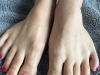 Amateur girl with red fingernails highlights her bald pussy in a red dress - Photo #6