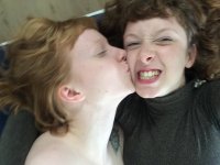 Sexy lesbians Bonnie and Sondrine show their small tits and hairy cunts - Photo #2