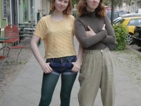 Sexy lesbians Bonnie and Sondrine show their small tits and hairy cunts - Photo #20