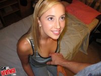 Sweet girlfriend gives a blowjob and gets her shaved cunt drilled - Photo #1