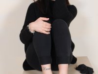 Clothed female Petra removes her boots and socks to show her pretty feet - Photo #10