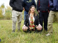 Horny granny Eva Jayne gets cum on her face after a gangbang in a field - Photo #6