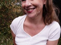 Horny granny Eva Jayne gets cum on her face after a gangbang in a field - Photo #12