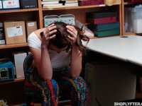 Tall shoplifter Bella Rolland gets banged & jizzed on during a strip search - Photo #1