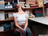 Tall shoplifter Bella Rolland gets banged & jizzed on during a strip search - Photo #2