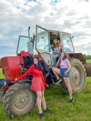 Molly Kit and her lesbian girlfriends have a 3some on a farm