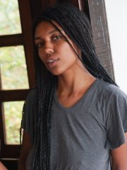 African model Sofia Cuty teases with her huge natural tits & hairy beaver