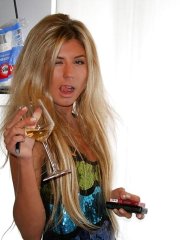 Slutty blonde coed gets her flat belly glazed with cum after a groupsex
