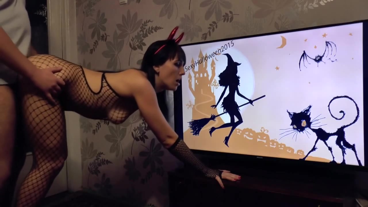 Homemade xxx video with our wild Halloween fuck