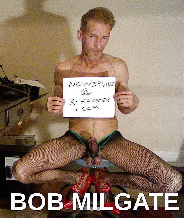 ROBERT RICHARD MILGATE TOTALLY EXPOSED WEARING BLACK FISHNET PANTYHOSE AND HIGH HEELS