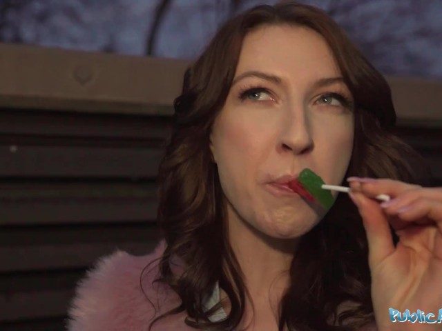 Public Agent Amateur looking babe loves to tease with a lollipop before having sex