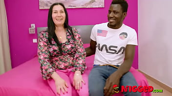 Perla Brites, big assed mommy, is nervous but eager for her first BIG BLACK DICK