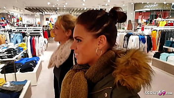 German Public Scandal FFM 3Some in Changing Room with two Dirty Girls
