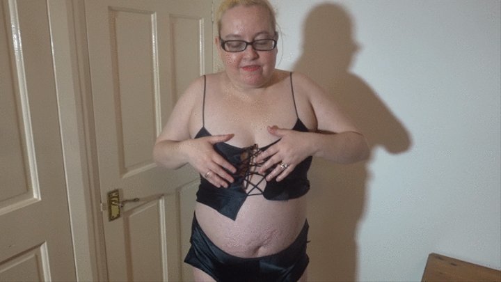 Sexy Black Silk Nighty striptease