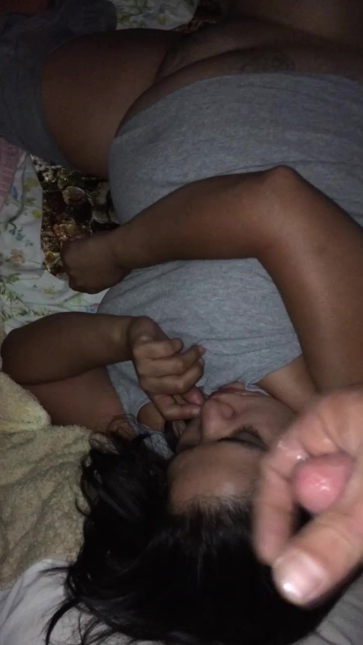 Jacking my dick on my girlfriend cum on her face